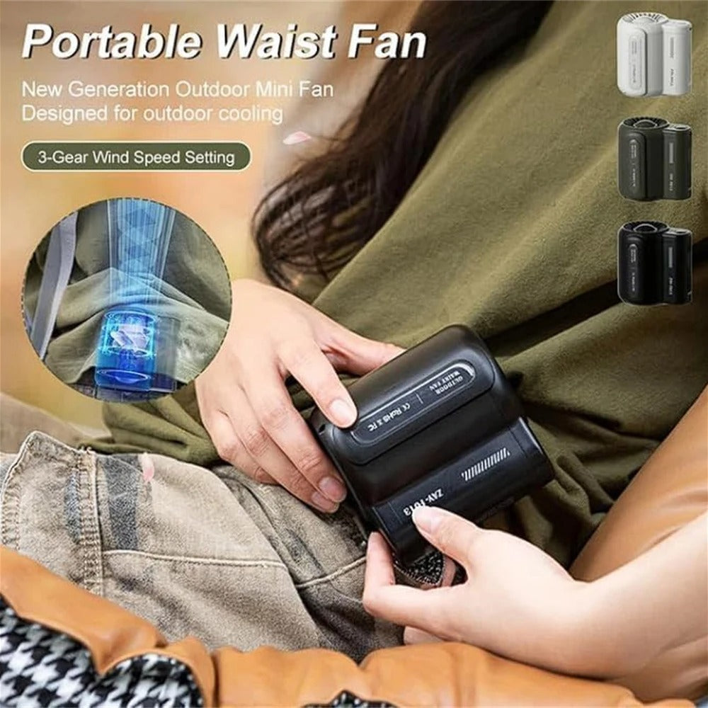Ventilateur suspendu à la taille extérieure, vent fort à 3 vitesses, ventilateur de cou portable à clip de ceinture USB, adapté aux voyages en plein air