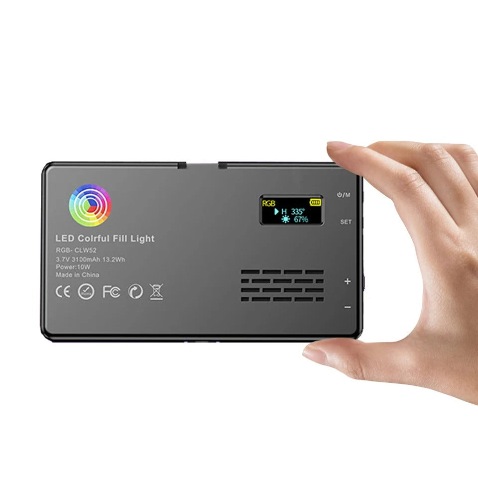 RGB LED lumière vidéo photographie remplissage caméra panneau d'éclairage CRI95 + 2500-9000K LCD affichage chaussure froide pour Vlog Streaming en direct DSLR