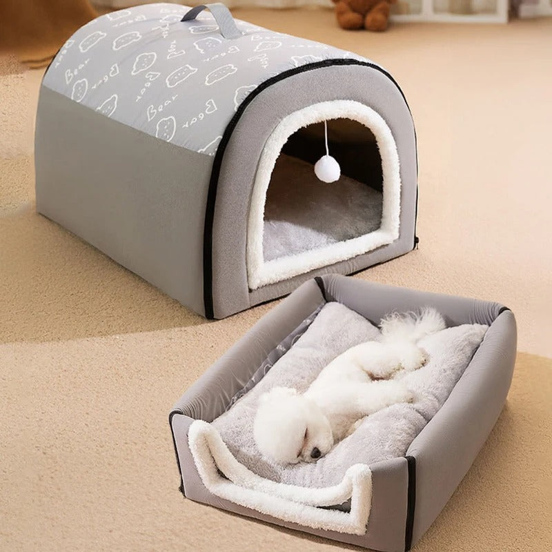Maison chaude pour chien, lit de couchage détachable pour animaux de compagnie