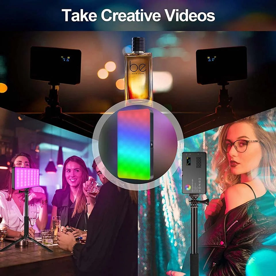 RGB LED lumière vidéo photographie remplissage caméra panneau d'éclairage CRI95 + 2500-9000K LCD affichage chaussure froide pour Vlog Streaming en direct DSLR