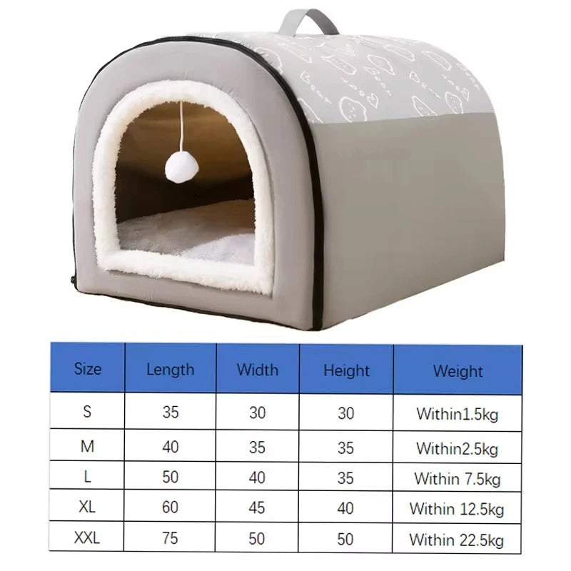 Maison chaude pour chien, lit de couchage détachable pour animaux de compagnie