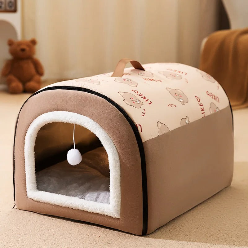 Maison chaude pour chien, lit de couchage détachable pour animaux de compagnie