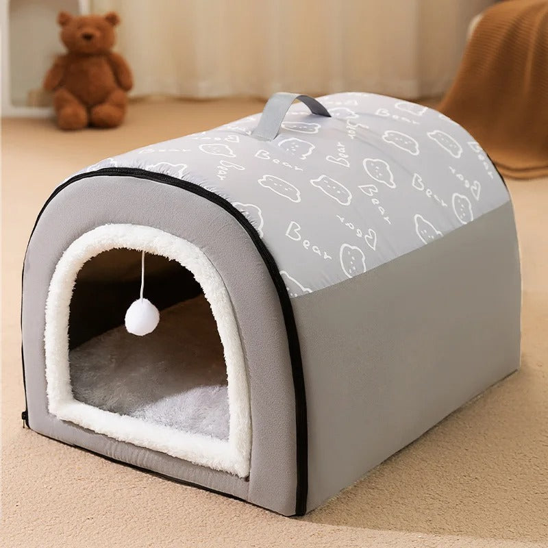 Maison chaude pour chien, lit de couchage détachable pour animaux de compagnie