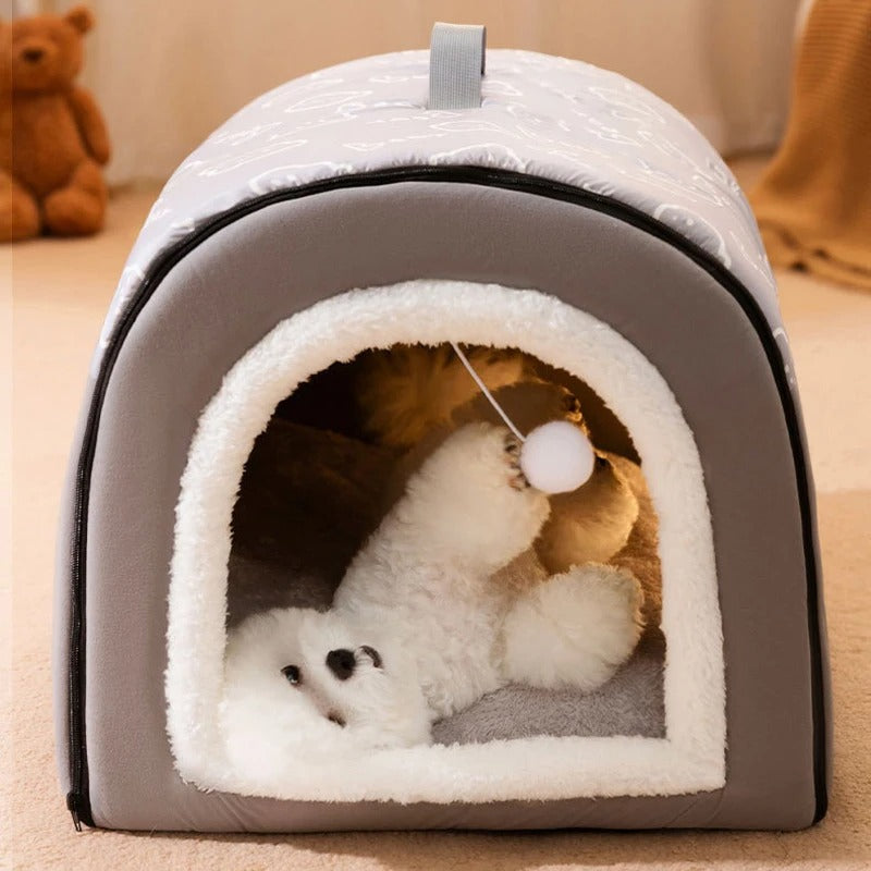 Maison chaude pour chien, lit de couchage détachable pour animaux de compagnie